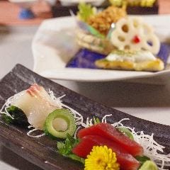 【7月~8月15日限定】瀬戸内ハモと西多摩産夏野菜の陶板〜季節の八寸~天ぷら蕎麦 『夏のご宴会会席』