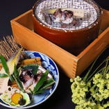京野菜と鳥貝の炭焼 京野菜と鳥貝の炭焼