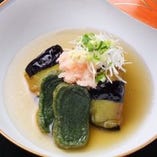 賀茂茄子と蓬麩の揚げ出し 賀茂茄子と蓬麩の揚げ出し