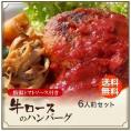 【送料無料】牛ロースのハンバーグ6人前セット（特製トマトソース付き）