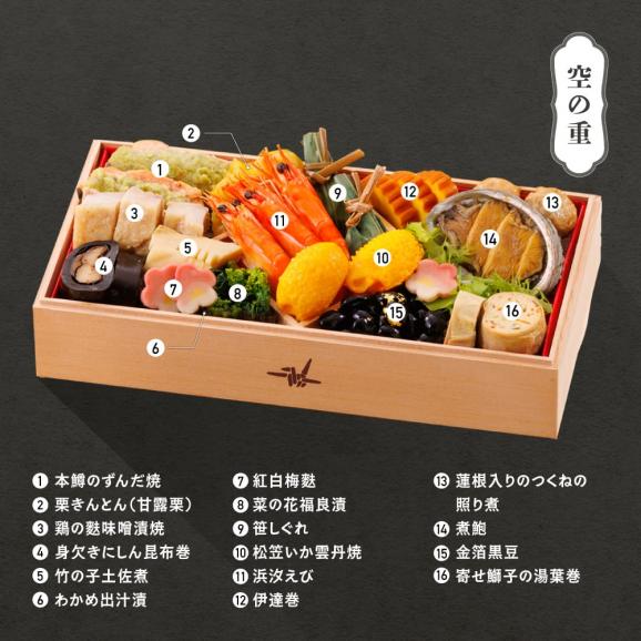 【早期キャンペーン！送料無料】「赤坂あじさい」監修 おせち 変則五の重『おせち招福』【約3～4人前】《全47品》02