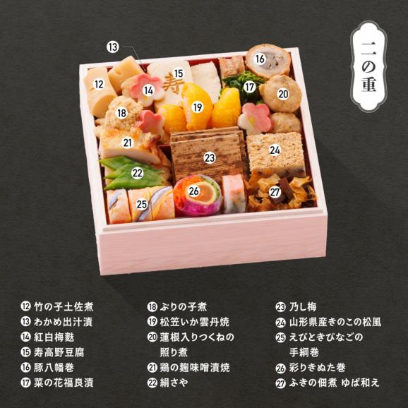 「赤坂あじさい」監修 和風おせち三段重『桜』【約3人前】《全38品》03