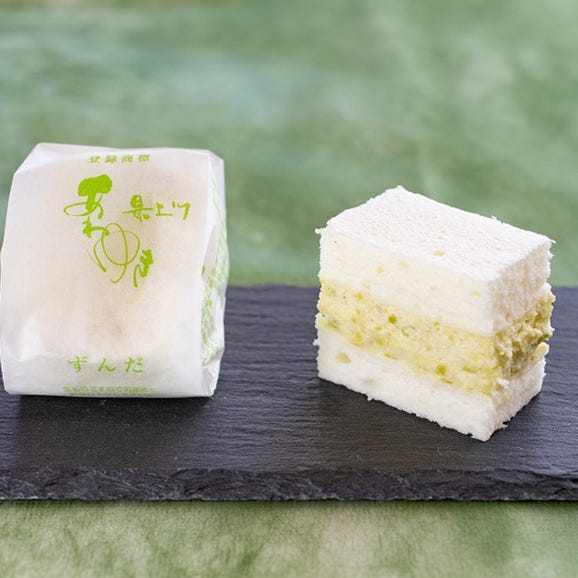 ふわっとしっとり新食感！和洋コラボ新スイーツ　山形銘菓　最上川あわゆき　あんこ+ずんだ味　8個入り（各種4個入り）03