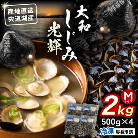 産地直送！宍道湖産 冷凍大和しじみMサイズ2kg(500g×4) 砂抜き処理済 島根県松江市/りすたむmatsue[ALDE001]