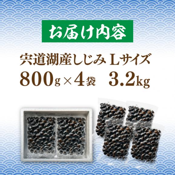 宍道湖産 冷凍大和しじみ 砂抜き済 Lサイズ800g×4袋(3.2kg) 島根県松江市/しじみ市場株式会社[ALDK004]04