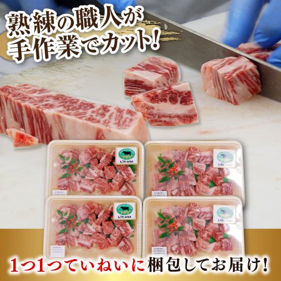 【訳あり】サイコロステーキ お子様に大好評！しまね和牛(サーロイン･肩ロース・リブロース)ひとくちカット 800g(200g×4パック) 島根県松江市/有限会社宮本食肉店[ALCV005]04