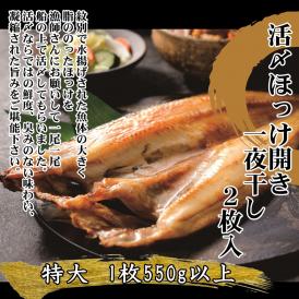 15-274 【紋別産】船上活〆ほっけの開き一夜干し【2枚入】【数量限定】
