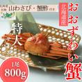 20-290 【北海道産】特大サイズ オオズワイガニ姿　800g以上1尾 ｜ 蟹酢・山わさび付　かに　おおずわいがに