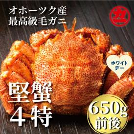 24-134 【ホワイトデー】北海道産ボイル毛がに【四特】 大ｻｲｽﾞ1尾入り（1尾約650ｇ前後）