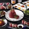 ［馬肉とワイン 気まぐれバル 恵比寿 Whim（渋谷） ］《120分飲み放題》メッセージ付き肉ケーキコース＜2名様分＞