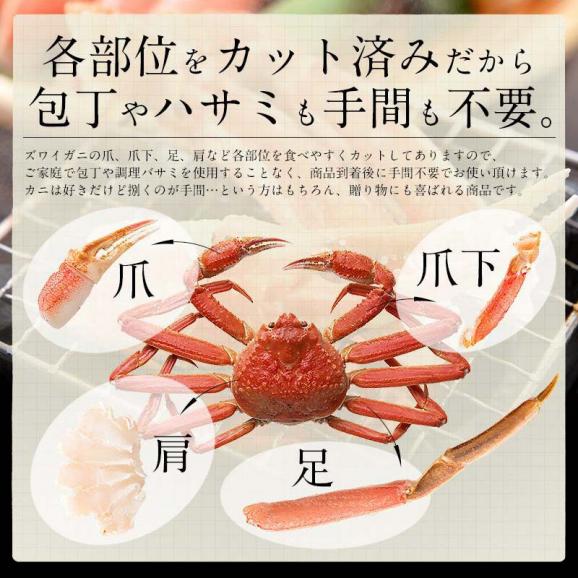 生 ずわい蟹 カット済み 1.8kg（600g&times;3箱/総重量2.25kg） 高鮮度 お刺身OK ズワイガニ ずわいがに ポーション むき身 冷凍 かに鍋 かにしゃぶ ギフト プレゼント 贈り物 カニ 02