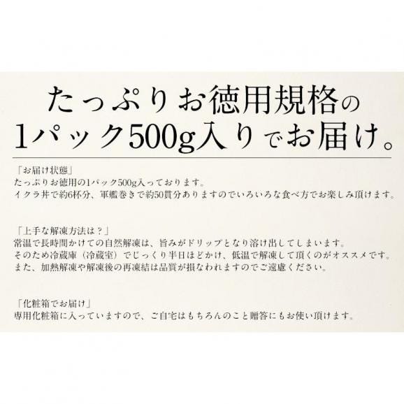いくら 鮭 イクラ 醤油漬け 500g 北海道産 06
