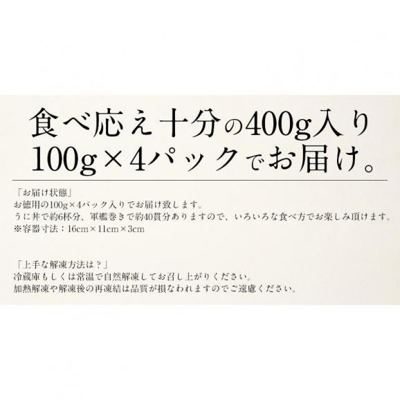 ウニ うに 400g（100g×4パック）無添加 雲丹05