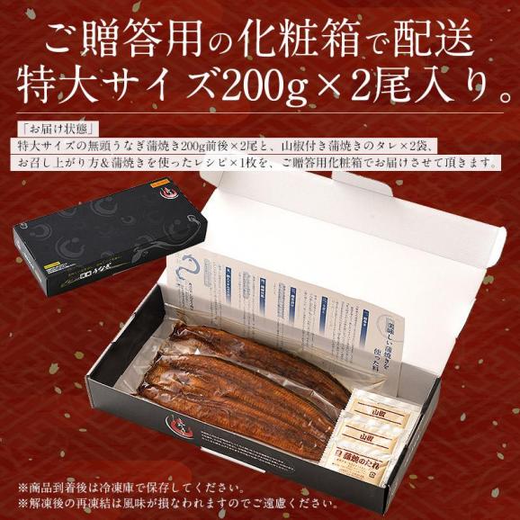 【父の日ギフトセット】うなぎ 蒲焼き 国産 無頭 特大サイズ 約200g×2尾05