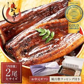【お中元ギフトセット】うなぎ 蒲焼き 国産 無頭 大サイズ 165g前後×2尾