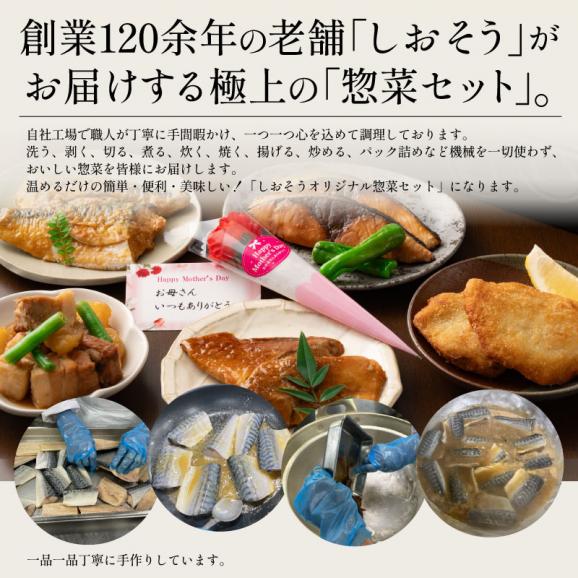 母の日 惣菜セット 手作り 総重量約1kg さば味噌煮 ブリ照り焼き 赤魚煮物　カレイ煮物 アジフライ 豚バラ大根 煮付け 照り焼き 味噌煮 さば04