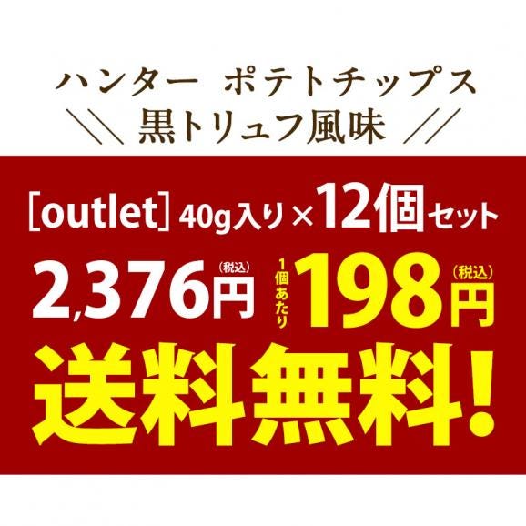 ［OUTLET］ハンター ポテトチップス 黒トリュフ風味 40g×12個［賞味期限：2022年12月9日］［常温/全温度帯可］【3〜4営業日以内に出荷】【送料無料】03