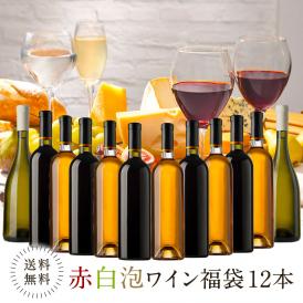 ワイン福袋（パーティーセット赤5本・白5本・泡2本　12本セット）［常温］【3〜4営業日以内に出荷】【送料無料】[W][WT71] ワイン 飲み比べ 福袋