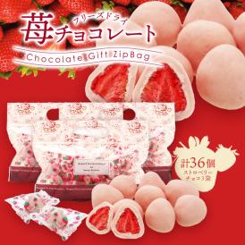 フリーズドライ苺チョコ ストロベリー 12個×3P 苺チョコ ［基本常温/全温度帯可］【4〜5営業日以内に出荷】【送料無料】苺トリュフ 苺チョコ プレゼント お返し 贈り物母の日 チョコ チョコレート