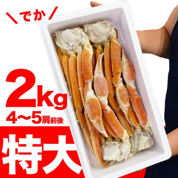 【お徳用】【大型】ズワイガニ 脚 総重量 4kg 前後 （ 2kg 5～6肩前後&times;2箱） ずわい ズワイ カニ 蟹 かに 脚 折脚たし脚入る場合があります【2点以上から注文数に応じオマケ付き】05