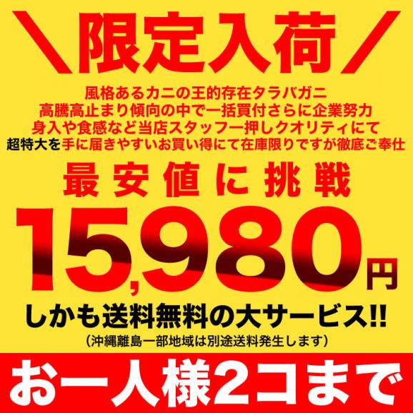 超 特大 8L お一人様2個まで タラバガニ 脚 総重量 1.8kg 前後 1肩 たらば タラバ カニ 蟹 かに 脚 折脚たし脚入る場合があり02