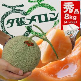 夕張メロン 8kg 元箱白 秀 共選(4～6玉／玉数指定不可)(個別梱包不可)【お届け日指定不可無効】【2025年6月中旬前後頃よりご注文順に発送】
