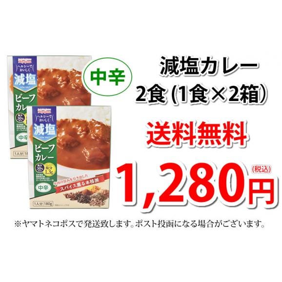 減塩ビーフカレー カレー 中辛 送料無料 2食 かるしお認定 お取り寄せ ヘルシー スパイス 牛肉 レトルト04