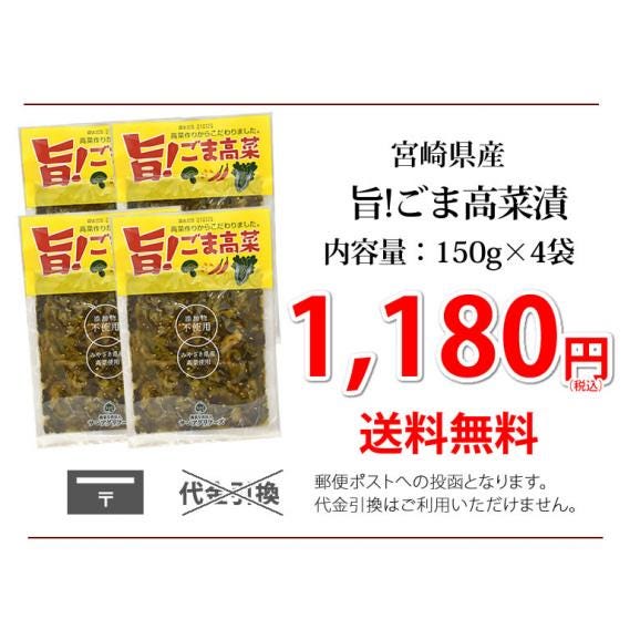 高菜漬 ごま高菜 漬物 送料無料 150g×4袋 ポイント消化 お試し お取り寄せ 宮崎県産 胡麻たかな つけもの03