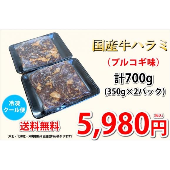 国産牛 ハラミ味付け 送料無料 計700g(350g×2パック) 牛肉 プルコギ味03
