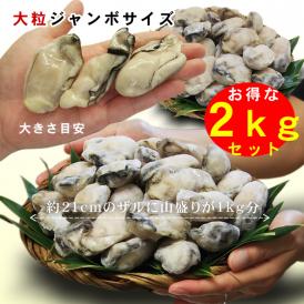 【お徳用】２kｇセット ジャンボ広島牡蠣（カキ） ぷりっとジューシー！！牡蠣フライ・バター焼きに [冷凍]【送料無料】