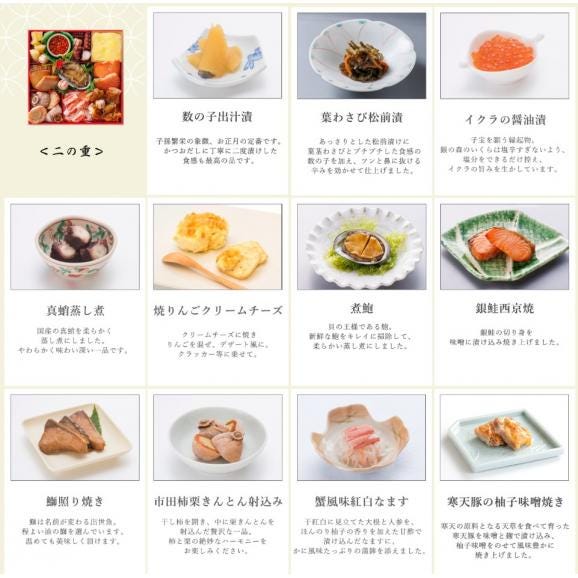 11/15まで早割 10%引き 送料無料 2027銀の森おせち 7寸3段「恵」【12月30日お届け】05