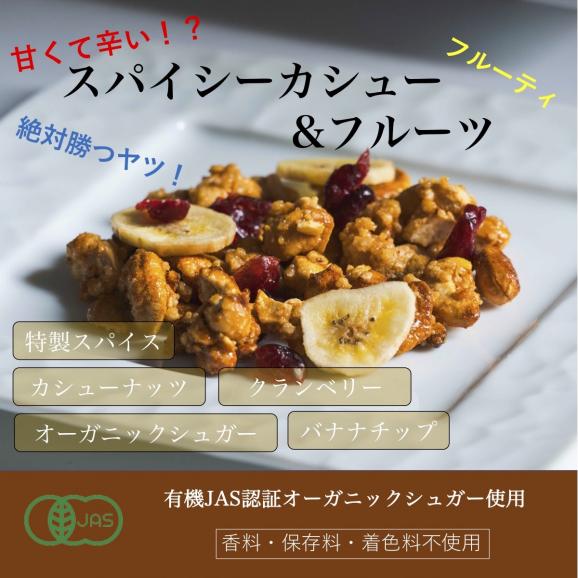 スパイシーカシューナッツ＆フルーツ ドライフルーツ 100g×４袋 手作り カシューナッツ キャラメリゼ スパイシーナッツ 02