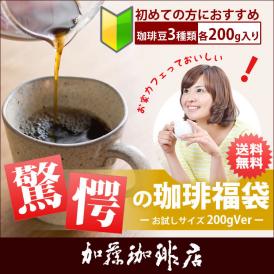 (200gVer)驚愕の珈琲福袋(Qグァテ・クリス・Hコロ/各200g)【送料無料】/珈琲豆
