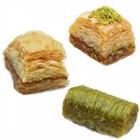 トルコのスイーツ★バクラヴァとピスタチオのお菓子（サロマ）の３種類のスイーツの盛り合わせ
