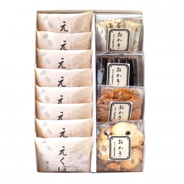 葉山日影茶屋 みるく饅頭えくぼ・おかき詰合せ12個入（EO-12）_説明画像01