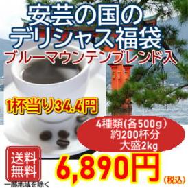 ブルーマウンテンブレンド入「安芸の国のデリシャス福袋」大盛２kg福袋
