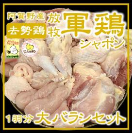 放牧軍鶏シャポン中抜大バラシ一羽分(3.0kg以上4.3kg未満)【内臓・希少部位付】