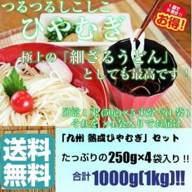 送料無料！夏の冷し麺!! 九州特産 本場熟成ひやむぎセット！麺250ｇ（約2～3人前）×4袋