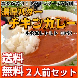 カレー レトルト　バターチキンカレー　500円　濃厚ソース　鶏肉旨味　トマト酸味　2人前セット　お取り寄せ　メール便商品　お試しグルメギフト