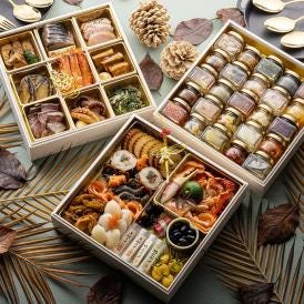 新春！宝石箱おせち 木箱入　三段重　全50品　3人前