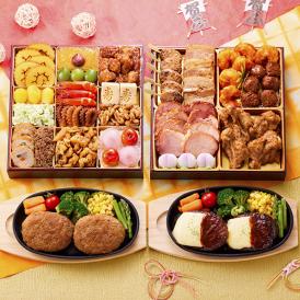 おせち 早割 2026 予約 冷凍 お節「板前魂の育ち盛りおせち」 特大 和洋風 二段重 3人前 25品目 こども ハンバーグ 肉おせち 御節 送料無料 2025 おせち料理