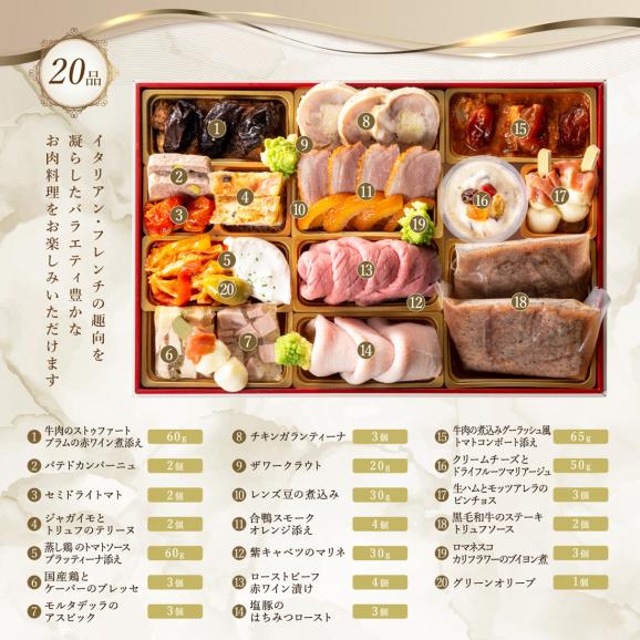 おせち 2027 おせち料理 銀座ポルトファーロ プレミアム 洋風 肉おせち 「珠玉」全20品 2-3人前04