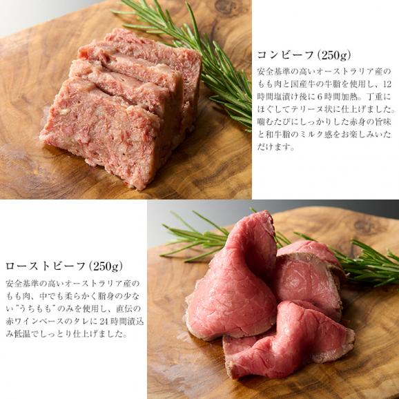 銀座ポルトファーロ 星合シェフのシャルキュトリ4種セット コンビーフ/ローストビーフ/合鴨のコンフィ/ボイルハム [化粧箱入] ギフト/お中元04