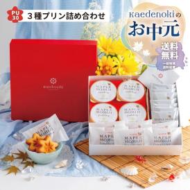 お中元ラッピング★送料無料★メープルもみじ3種詰め合わせ（PU30)（メープルもみじフィナンシェ6個・メープルもみじラングドシャ8枚・メープルもみじプリン4個））