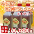 【送料無料】中国産百花蜜 2.4kg入り×6本