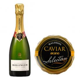 アルカンセレクションキャビア50g＆ボランジェ スペシャル・キュヴェハーフボトル（箱なし）セット［限