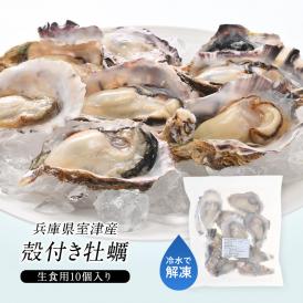 兵庫県室津産 ハーフシェルオイスター 殻付き牡蠣 生食用 10個入り［冷凍のみ］【送料無料】【3～4営業日以内に出荷】