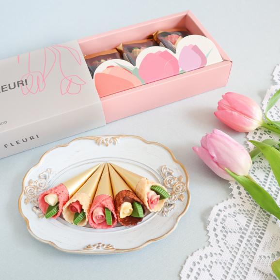 【かわいい！ミニブーケチョコレート】karendo コーン・フルーリ　5本チューリップ02
