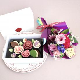 ♡花とスイーツのセット♡【敬老の日ピック付】レトル・ダリア＆ブーケ