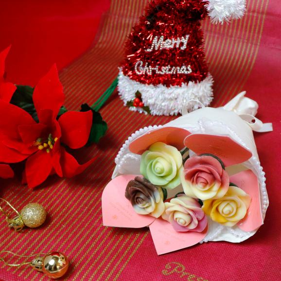 【クリスマスに薔薇のブーケチョコレート】クリスマス・ベルローズ＜5本セット＞02